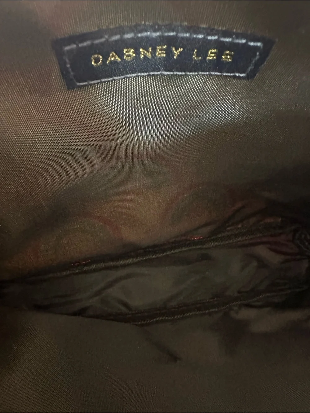 Dabney Lee Rainbow Zipper Pouch with Gold Medallion Charm and Red Accent Bottom